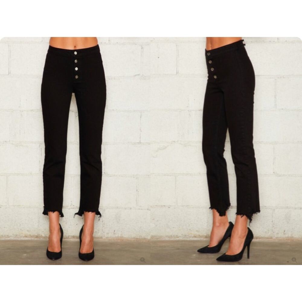RtA Max Jeans in Jet Black‎ Size 23" 235$  High Waisted Raw Hem Button Fly